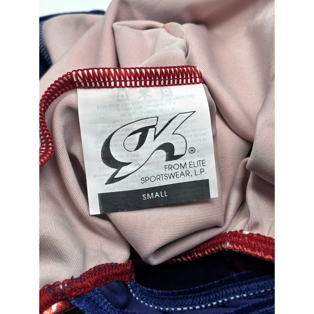 GK Elite VTG Carly Patterson Metallic Red White Blue Patriotic Leotard Size AS - Picture 6 of 12